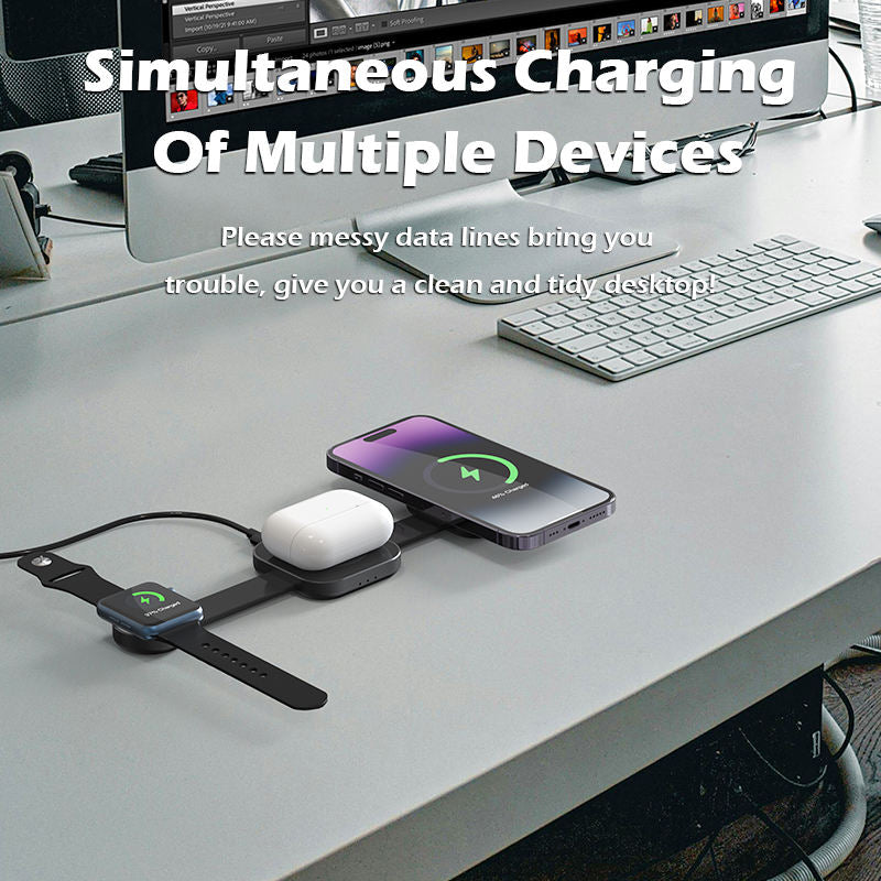 3 in 1 Portable Foldable Wireless Charger | Qi2 certified | 15W Fast